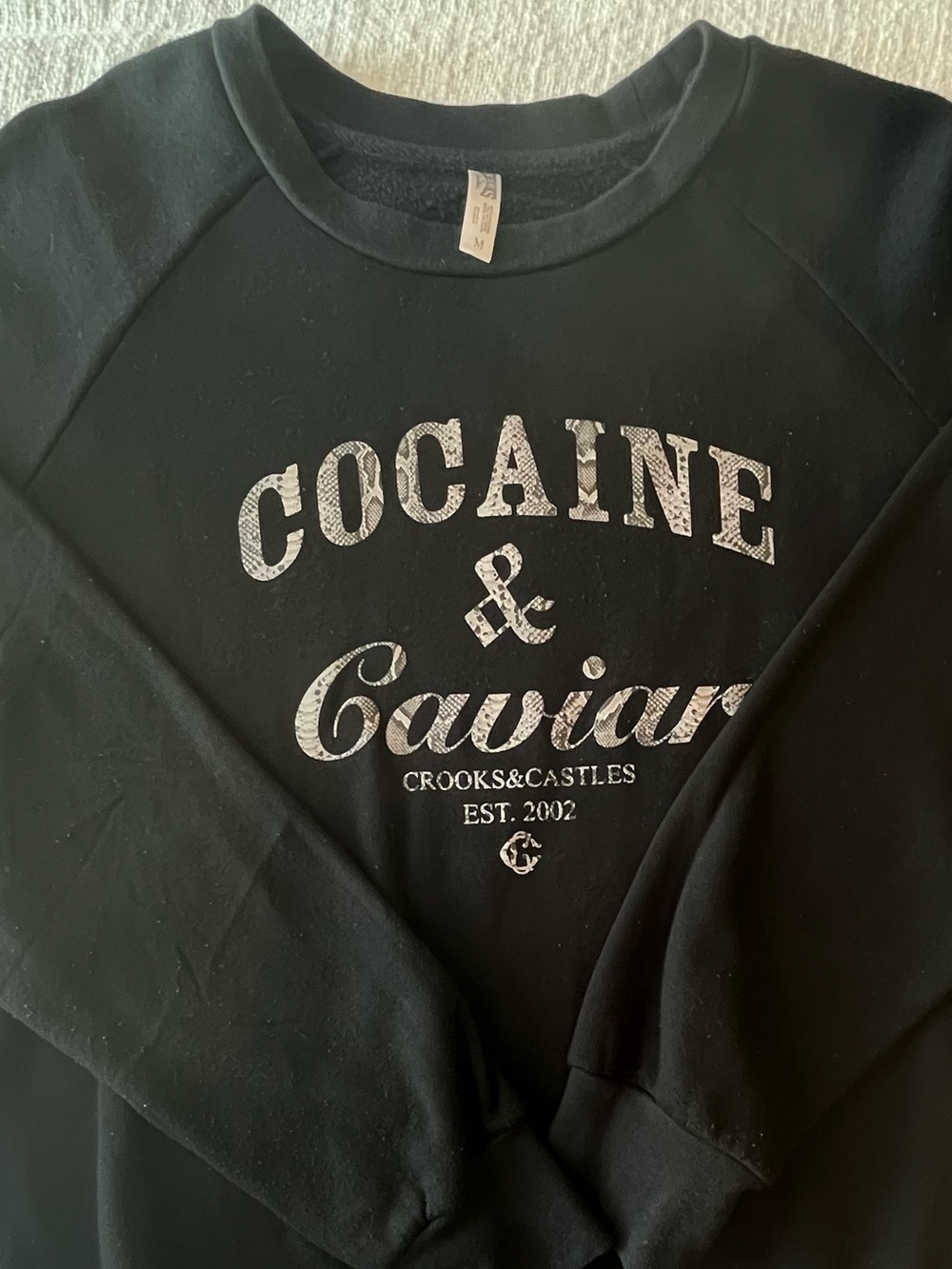 Crooks & Castles Cocaine & Caviar Crewneck Sweatshirt Black M Snake Print